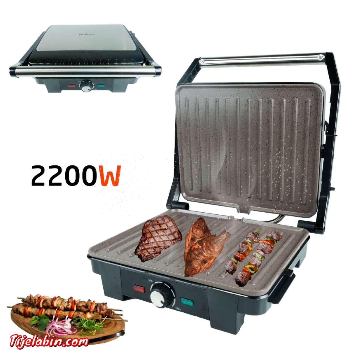 وضعان للطهي: شواء 180 درجة مئوية،شواية على الوجهين.مقبض يدوي