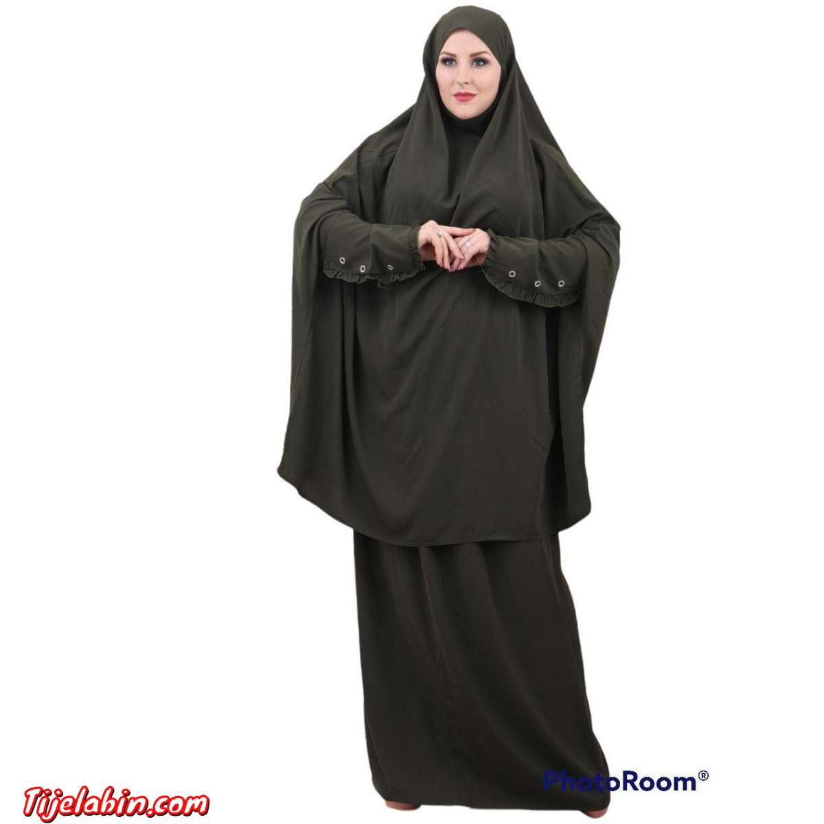 جلباب أنيق قطعتين الخامة رويال كريب ياباني متوفر بالمخزون  0