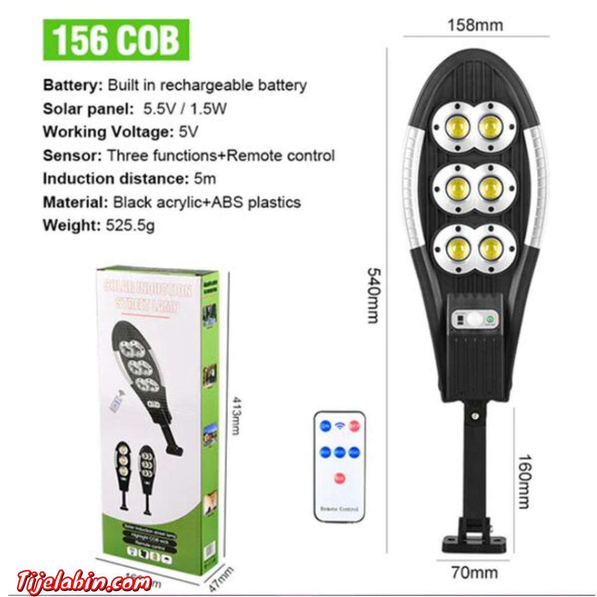 مصباح LED جداري كبير الحجم بمستشعر للحركة مزود بلوحة شمسية