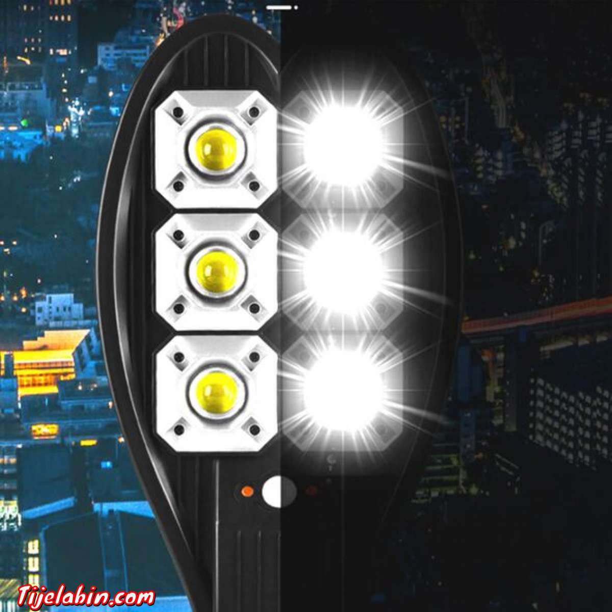 مصباح LED جداري كبير الحجم بمستشعر للحركة مزود بلوحة شمسية