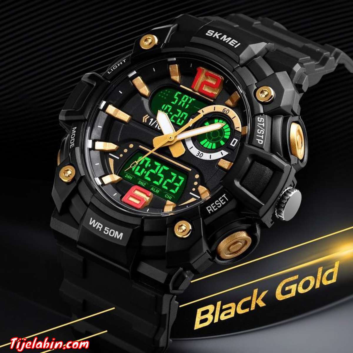 montre skmei original modèle 1529(noir/gold)