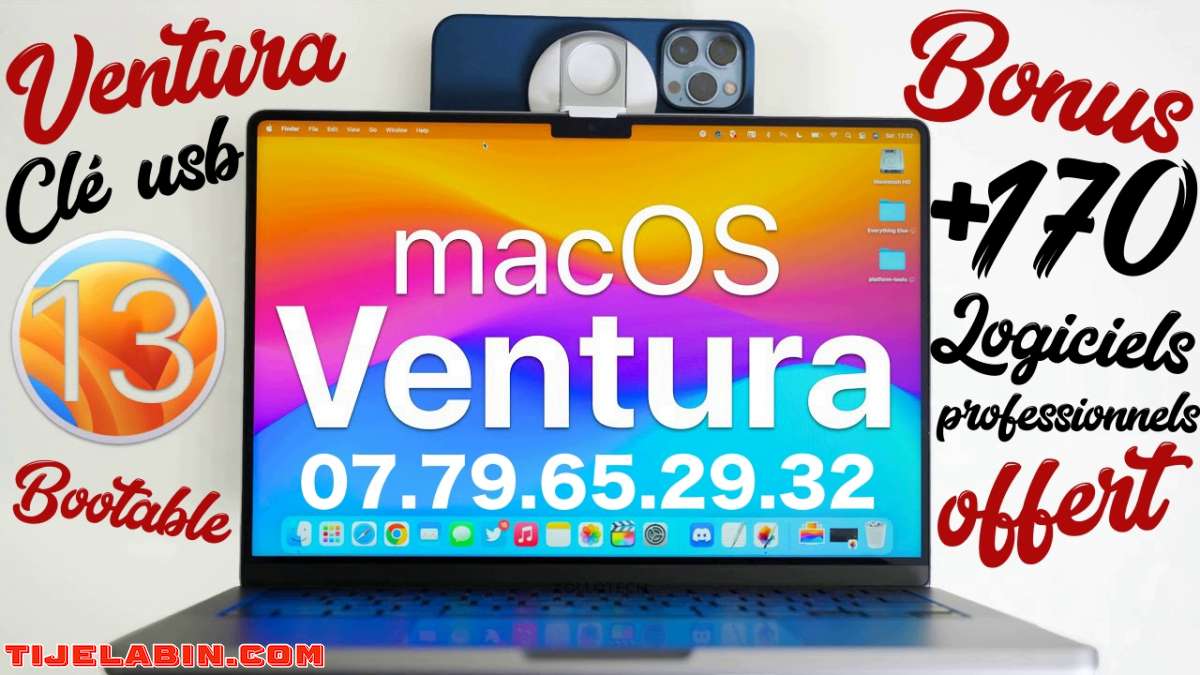 macOS Ventura Systéme Bootable sur clé USB 32GB + 170 Logiciels Professionnel Bonus