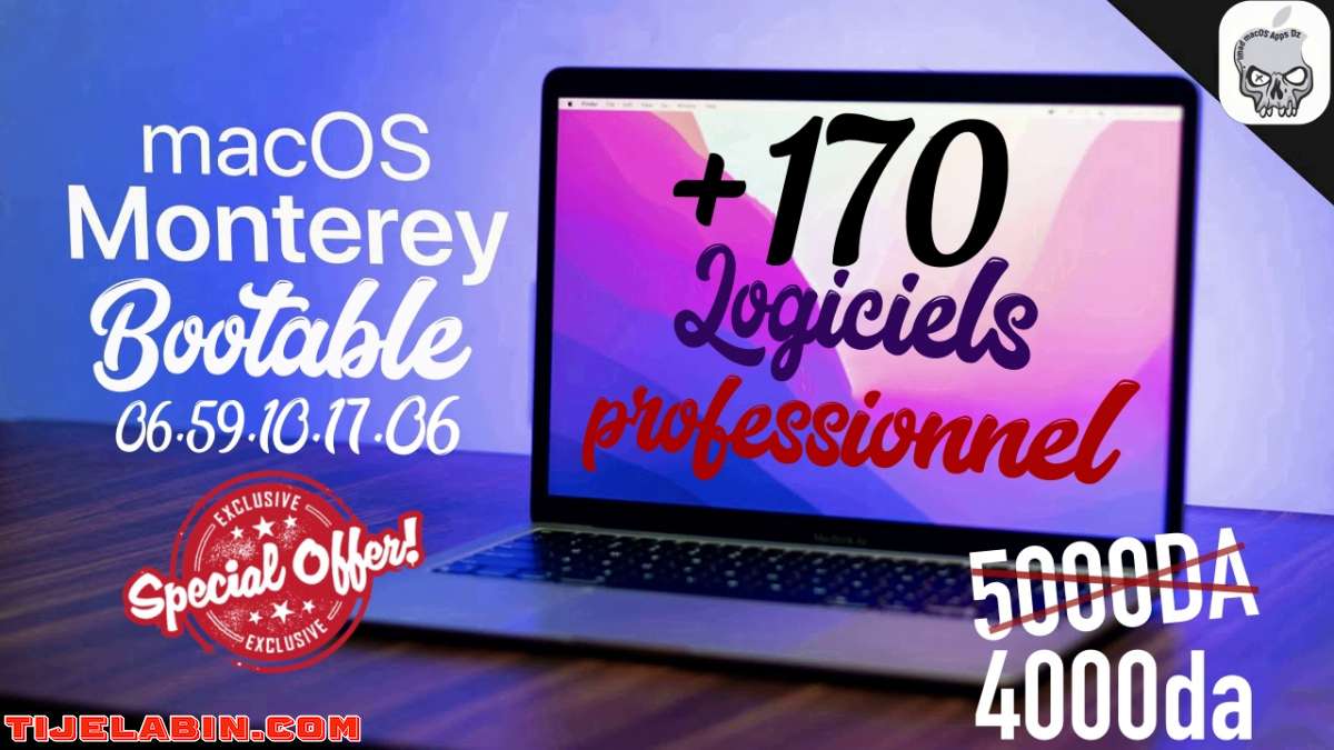 macOS Monterey Systéme Bootable sur clé USB 32GB + 170 Logiciels Professionnel Bonus