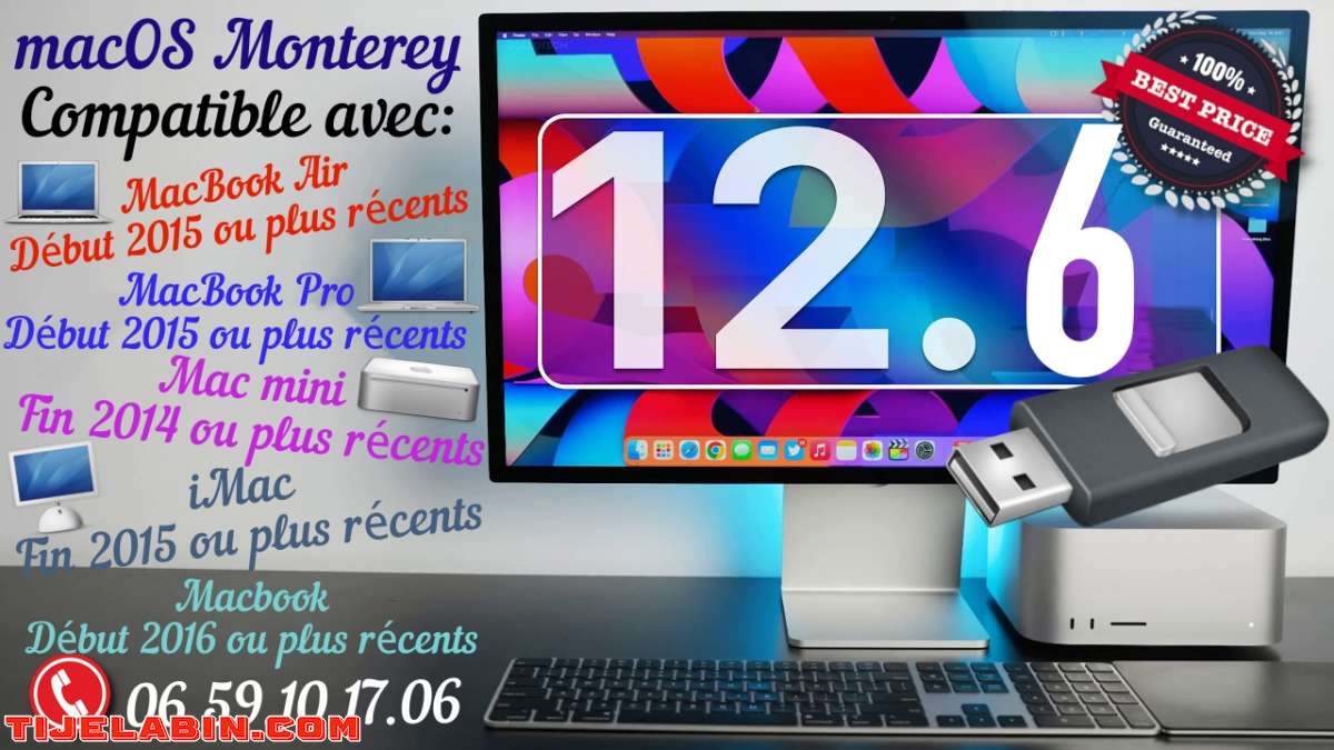 macOS Monterey Systéme Bootable sur clé USB 32GB + 170 Logiciels Professionnel Bonus