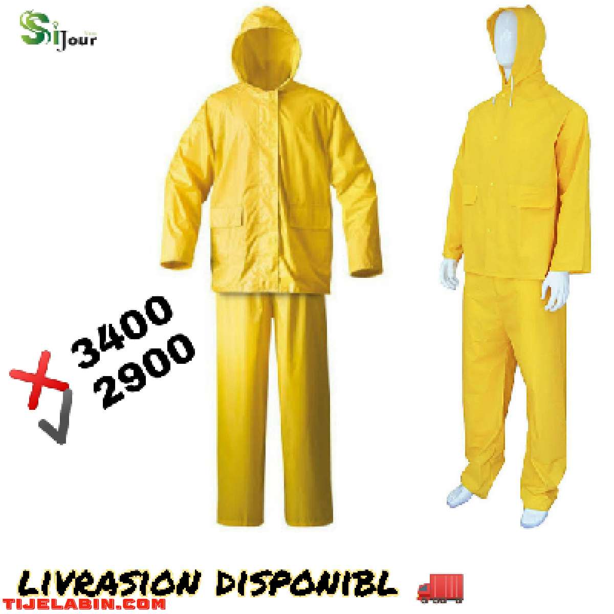 بذلة واقية من المطر لون اصفر