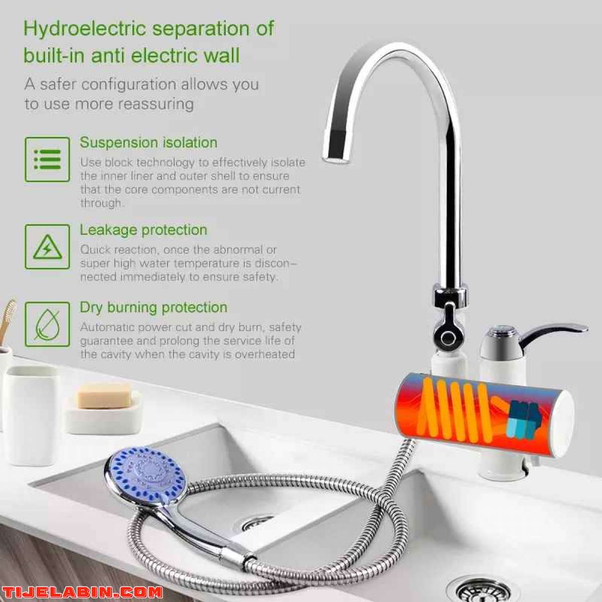 جهاز تسخين المياه  الكهربائي حنفية + مرش الدوش