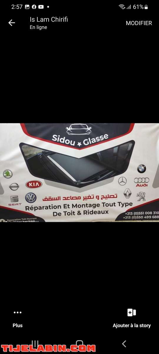 réparation toit ouvrant et rideaux chez sidou Glace