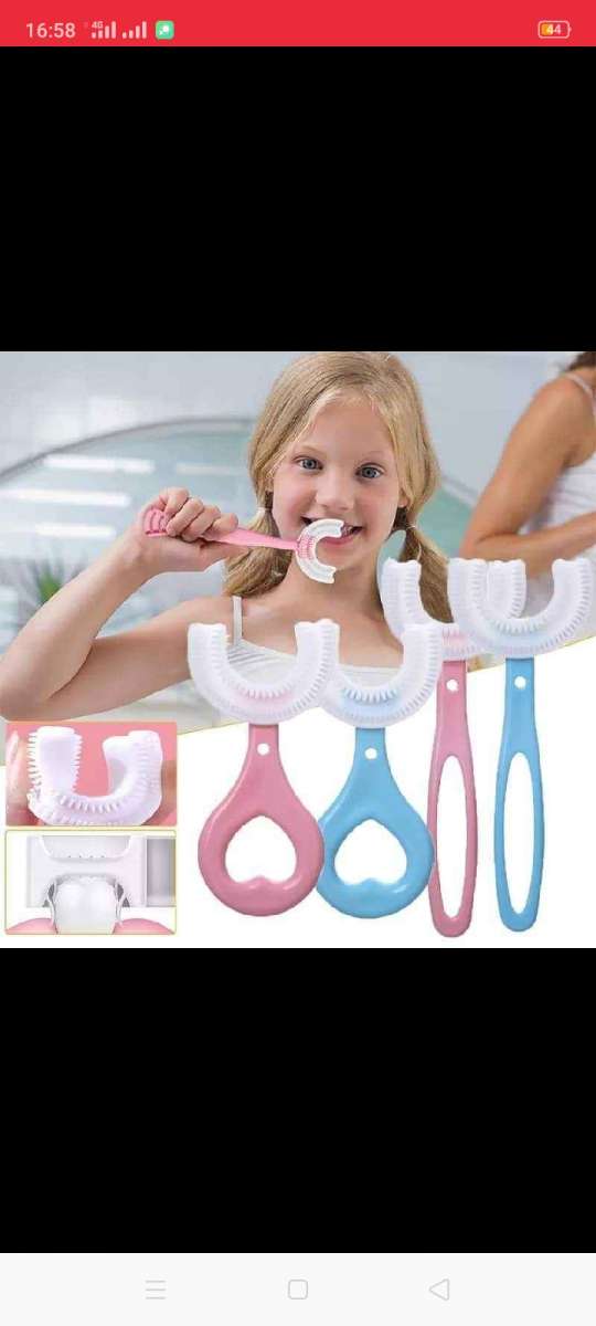 فرشاة اسنان سيليكون للاطفال معزز بشكل U اداة تنظيف 360 درجة