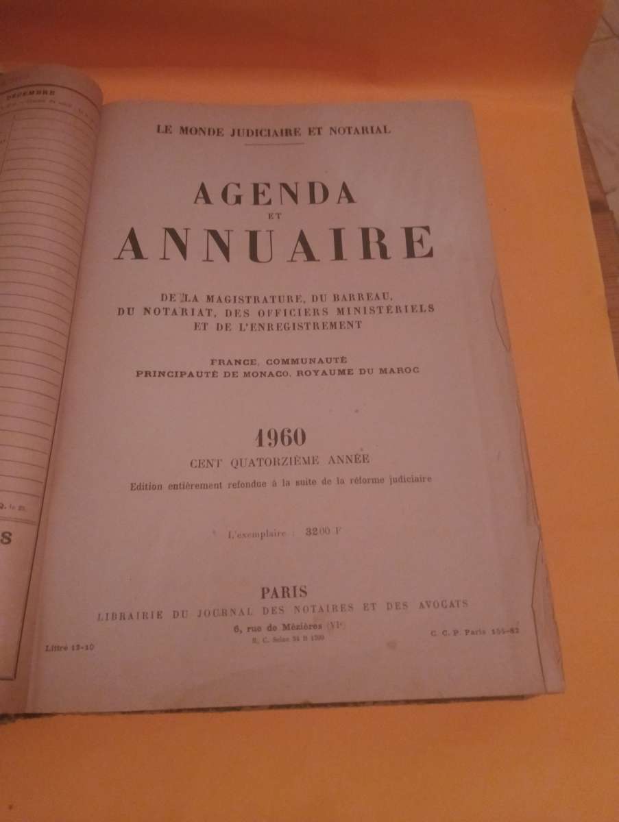 ancien agenda et annuaire