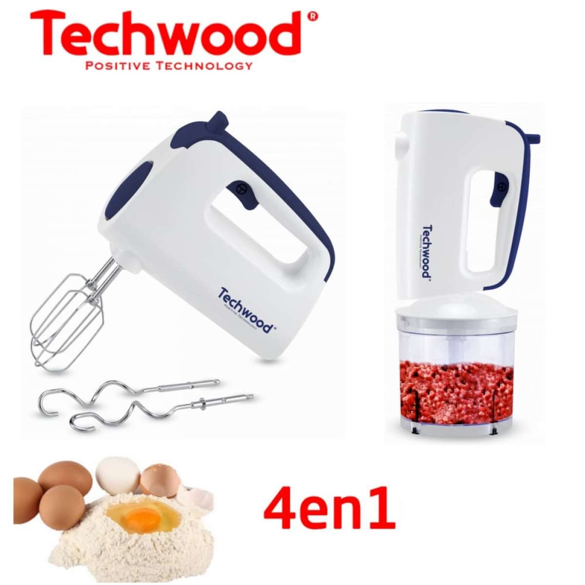 خلاط يدوي كهربائي متعدد الوظائف 4في1 مع مفرمة 300واط Te