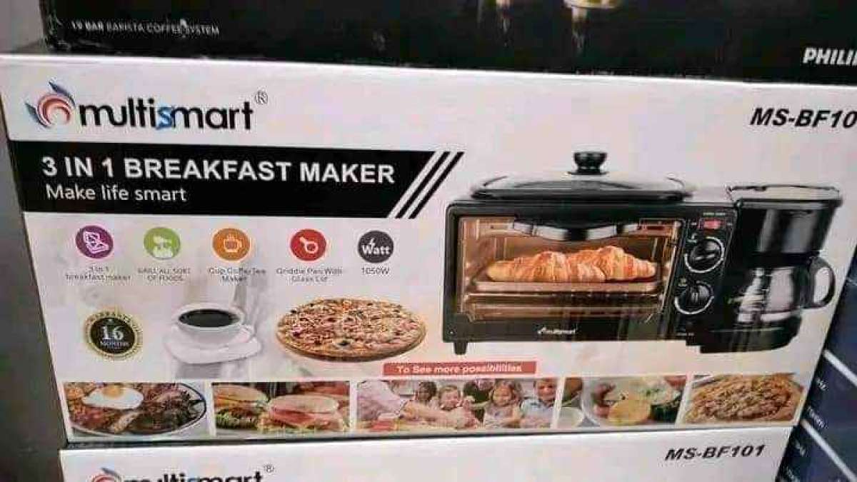 Multismart فرن كهربائي وماكينة صنع القهوة و مقلات بغطاء زجاج