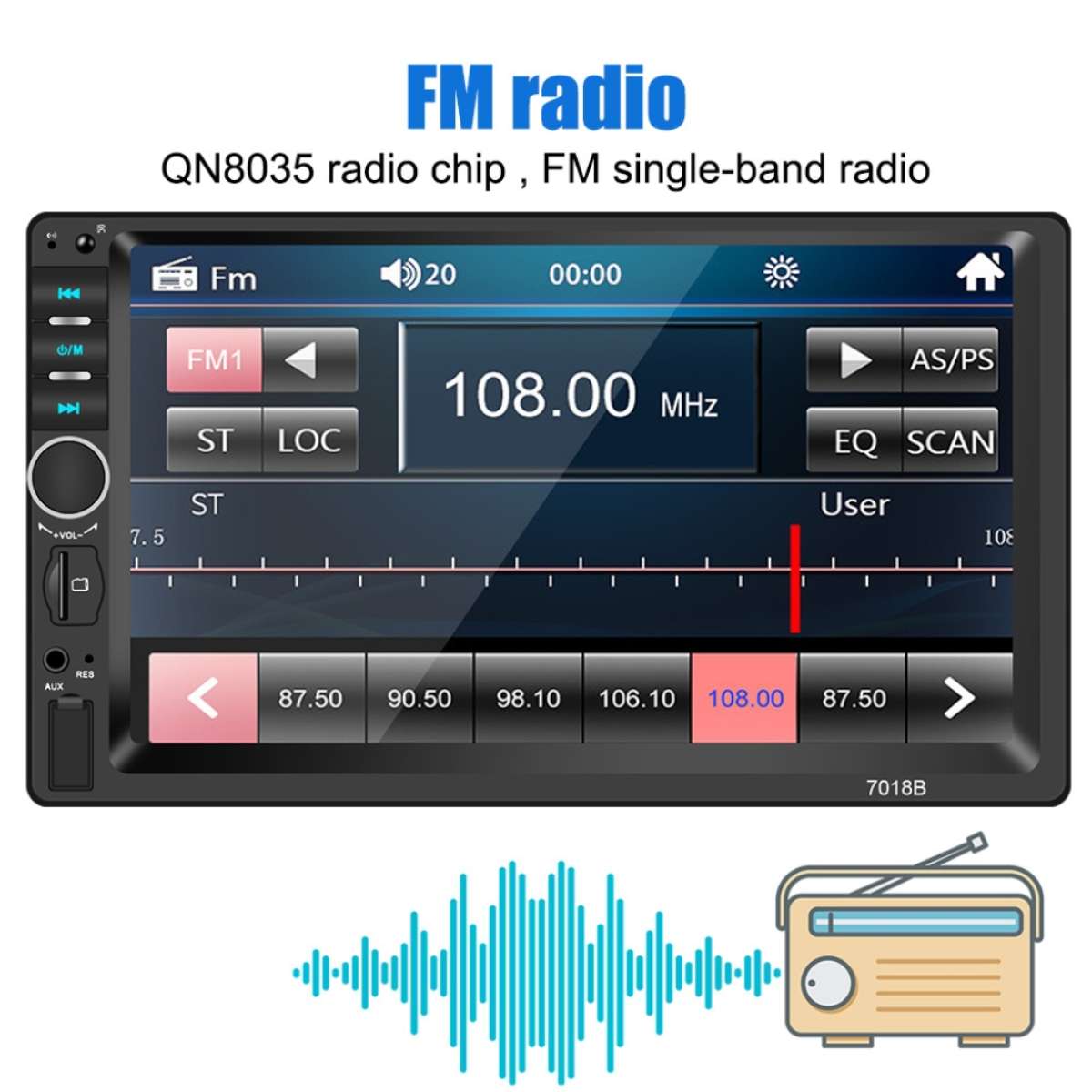 راديو سيارة DVD Mp5 شاشة 7 بوصة تعمل باللمس بلوتوث USB AUX ب