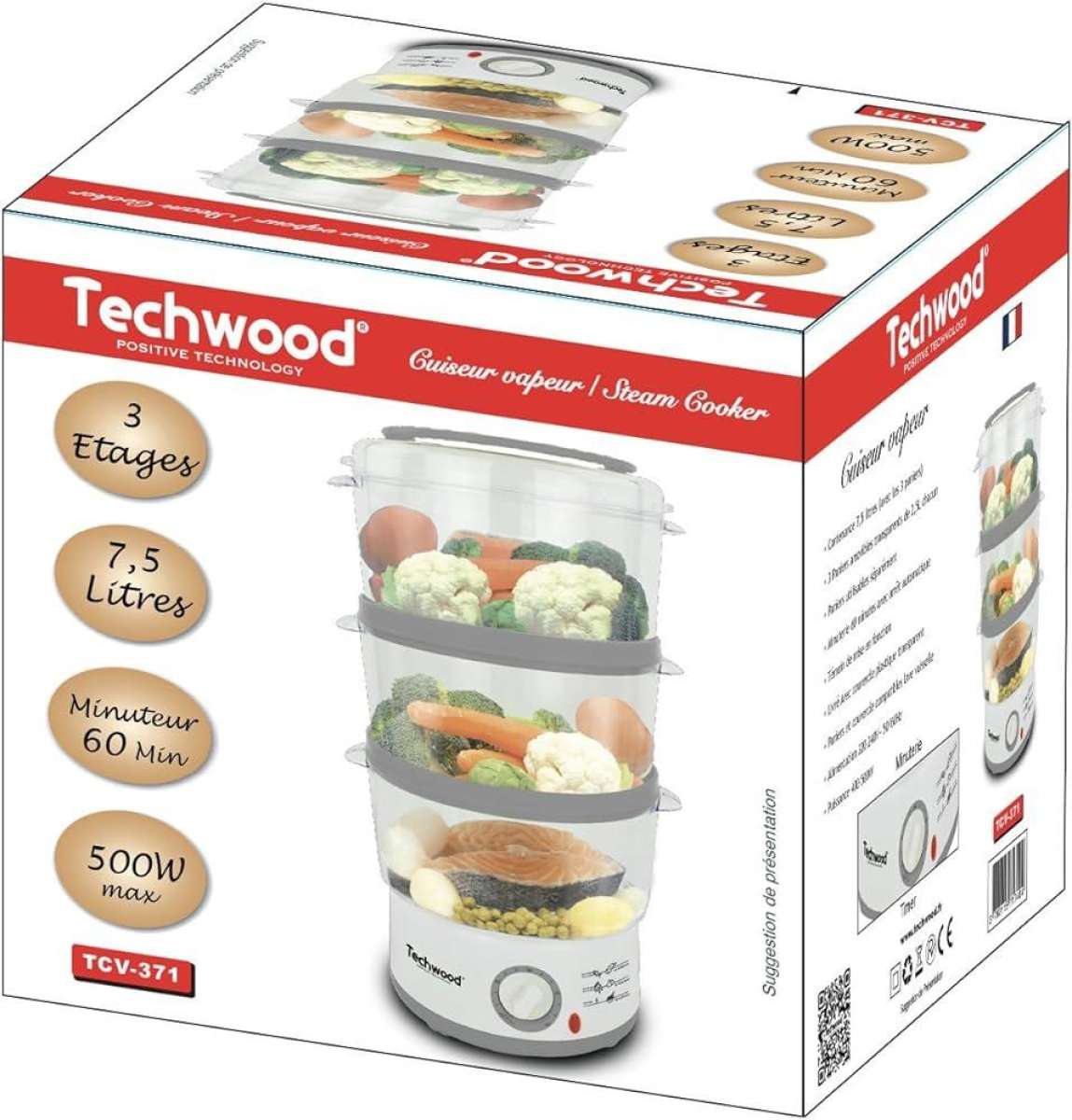 Cuiseur Vapeur 75L 500W Techwood