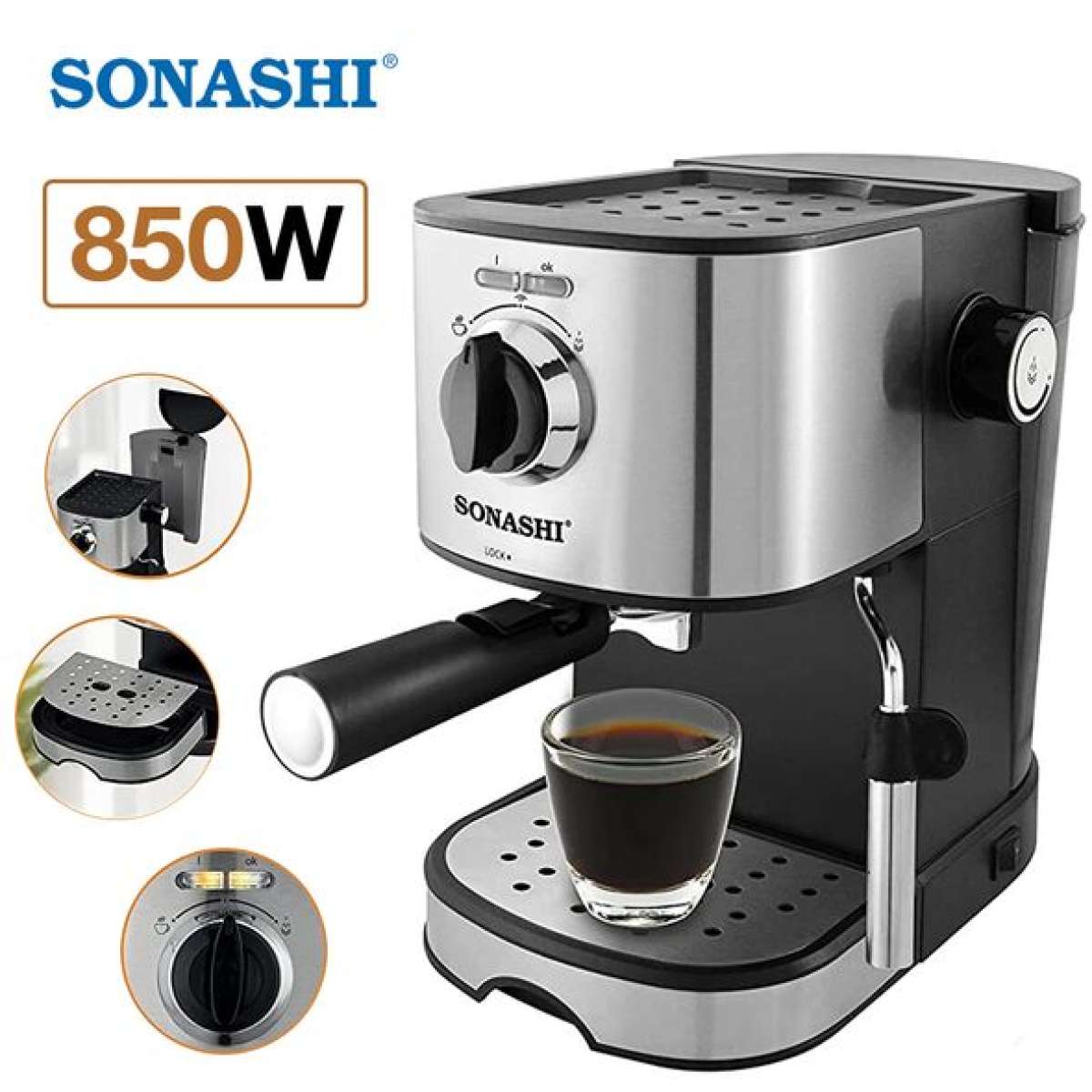 SONASHI Cafetire mini model 15Bars Capacit 1L 850W SCM4963