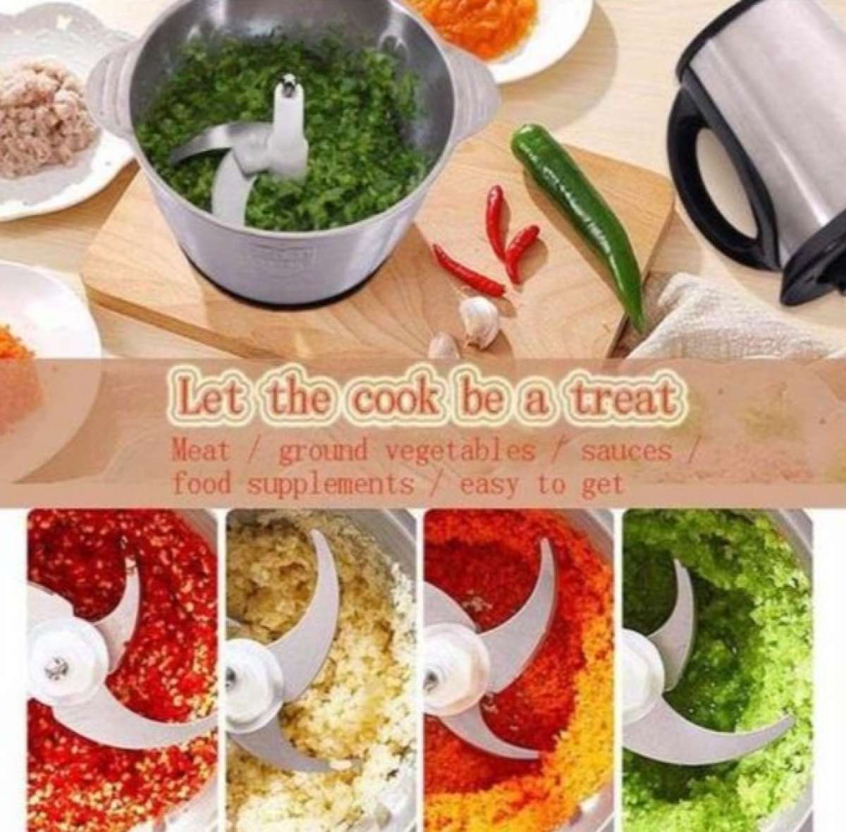 hachoir inox 2 litre 3 vitesse 4 lames