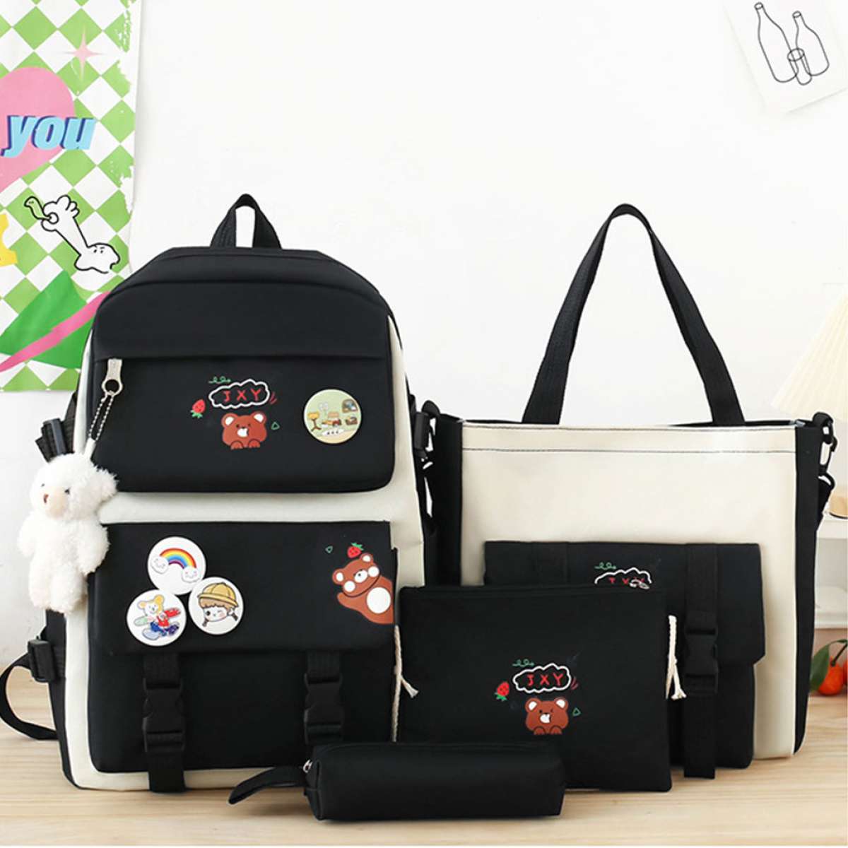 Ensemble Sac  dos Kawaii 4 pices joli sac  dos pour lcole