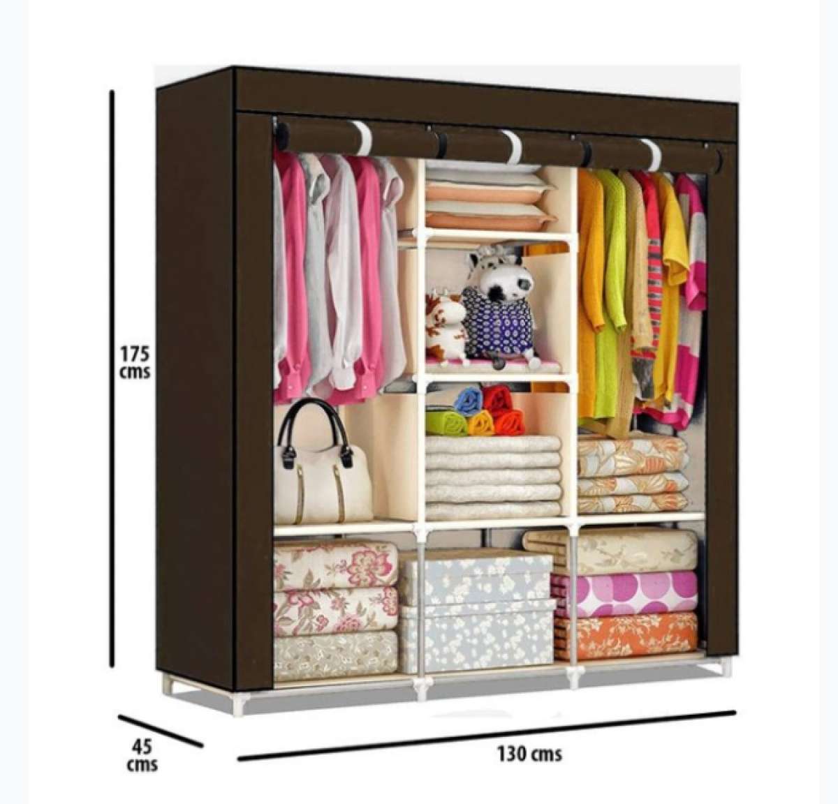 Armoire De Rangement et Penderie 7 tages Porte Cintres Et Ri