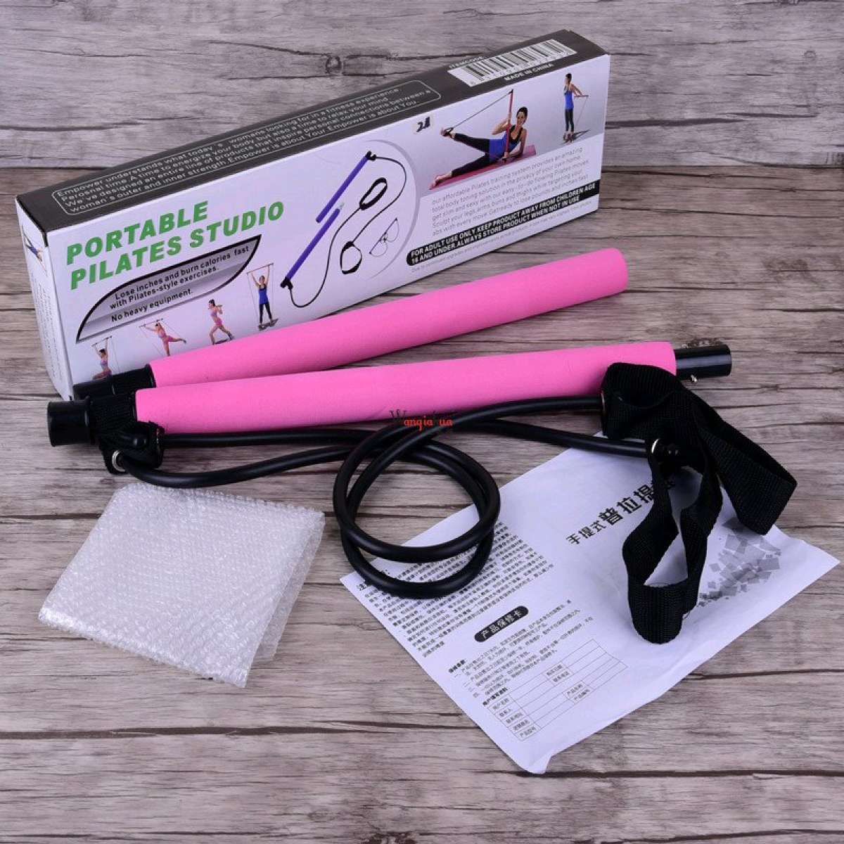 Barre de pilates portable avec bande de rsistance rglable