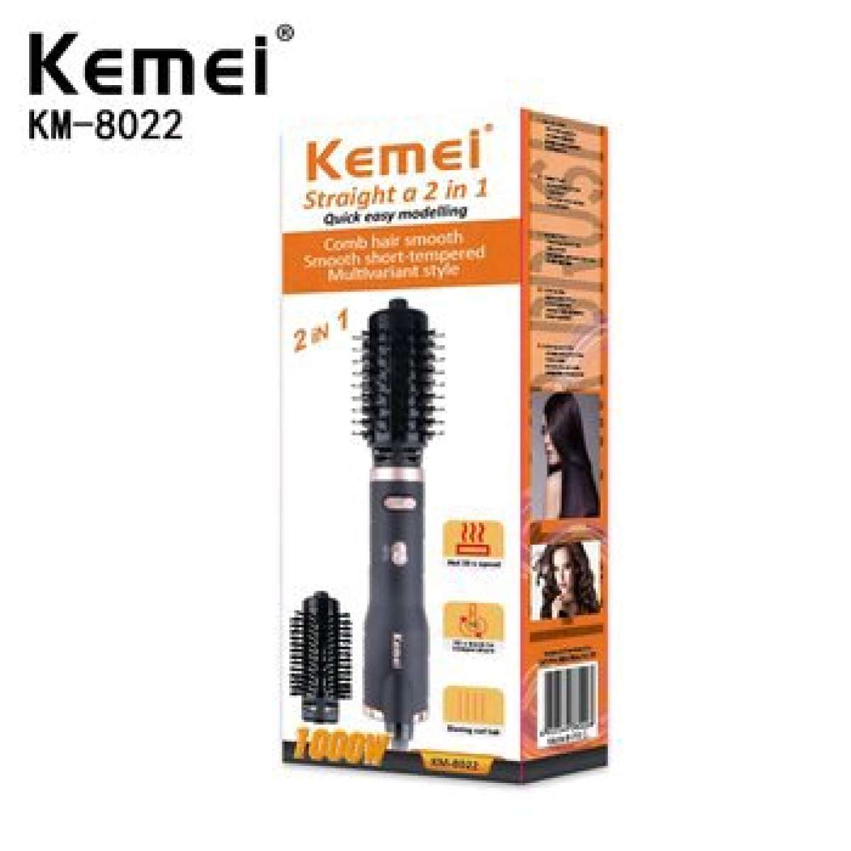 Brosse Kemei KM 8022 chauffante 2in1