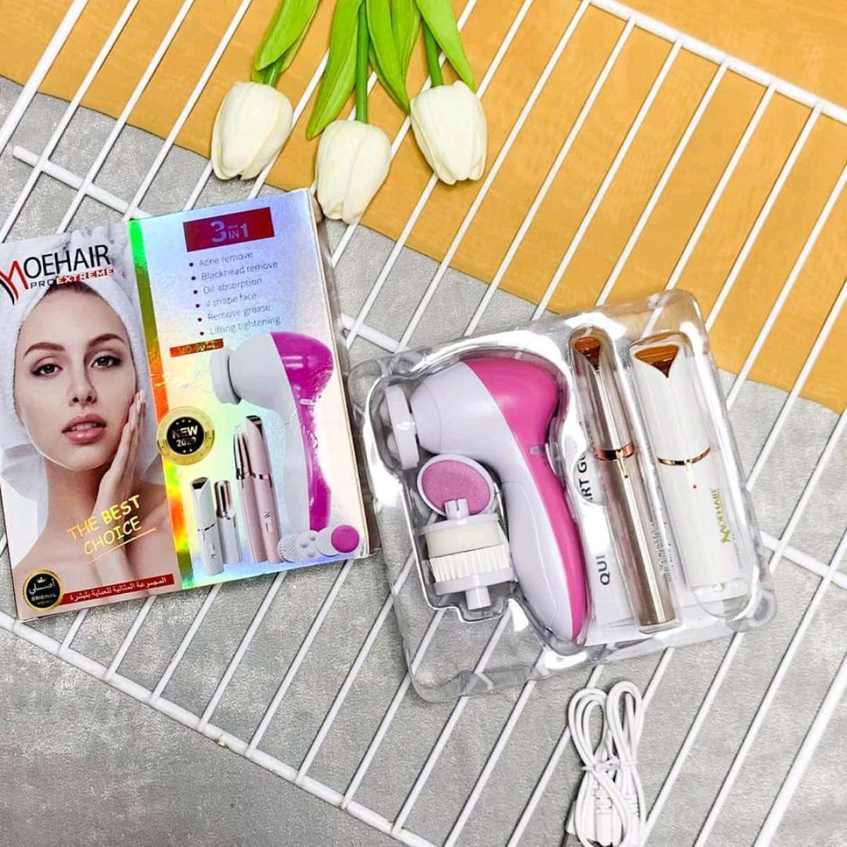 Pack Moehair Beauty 3In1 De Soins De La Peau Original Masseu