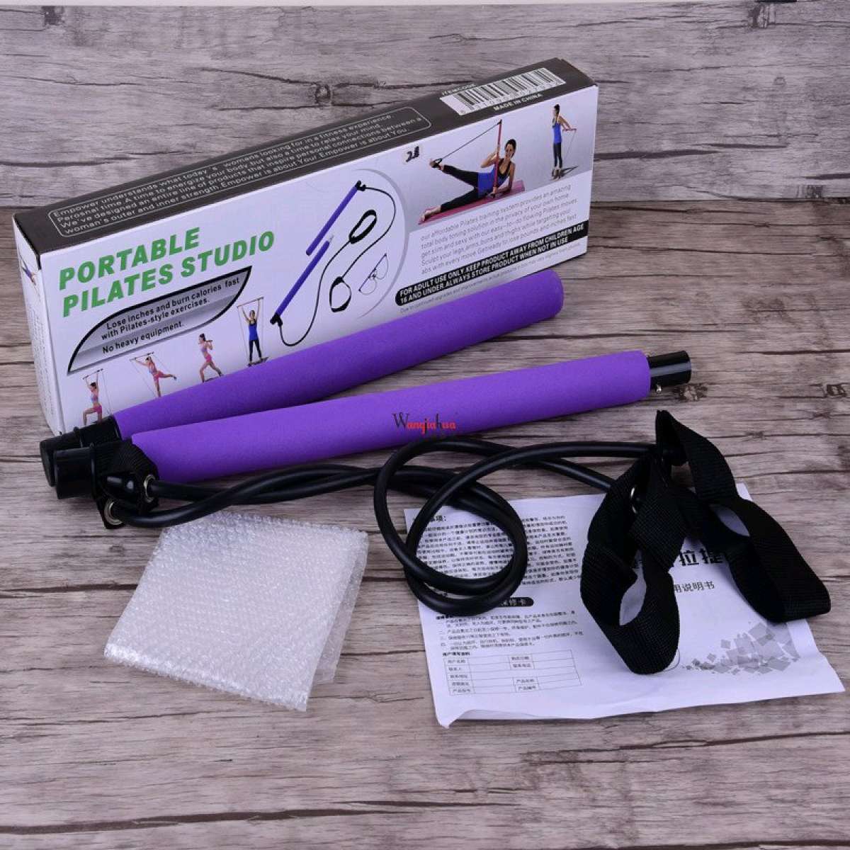 Barre de pilates portable avec bande de rsistance rglable