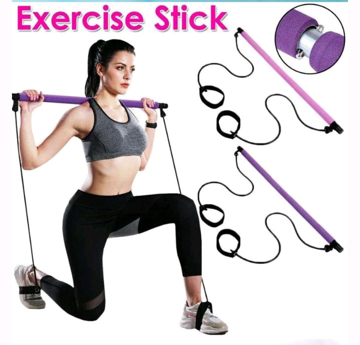 Barre de pilates portable avec bande de rsistance rglable