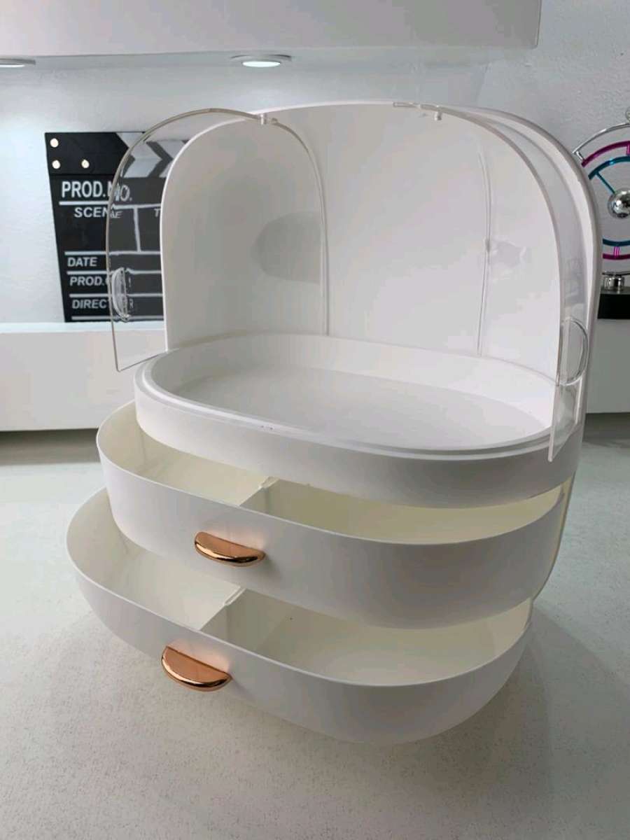 صندوق تخزين المكياج حامل عرض مستحضرات التجميل مع درج