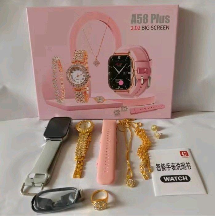 Smartbarry A58 Plus  ساعة ذكية مع طقم مجوهرات