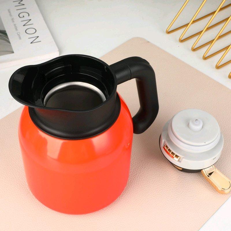 إبريق معزول مزود بفتحة شاي مقسمة وغطاء لعرض درجة الحرارة مصن