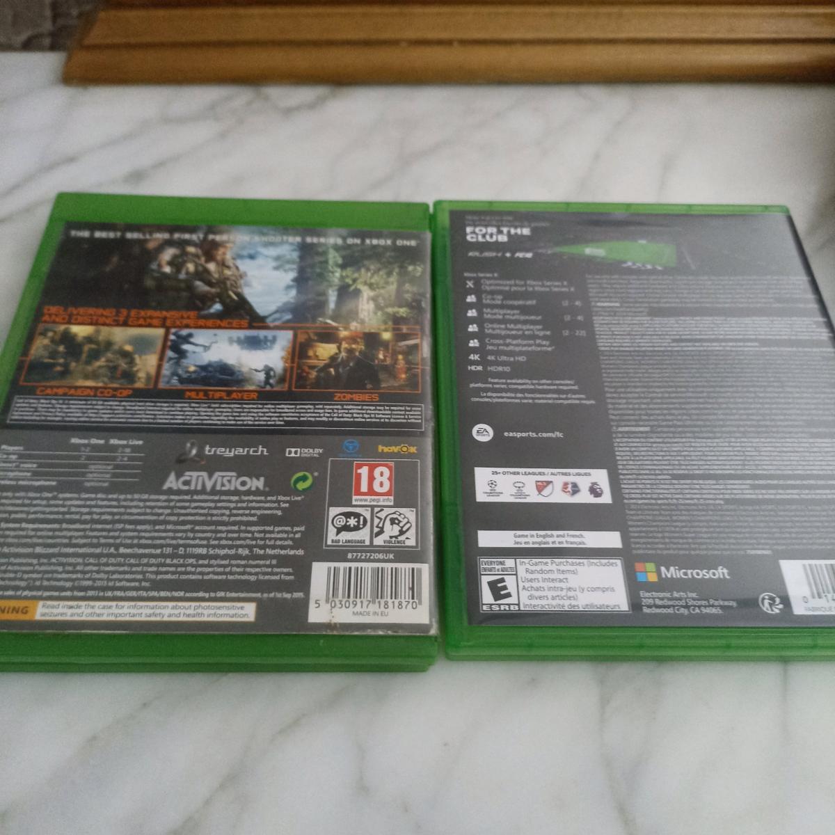 pack jeux Xbox FC 25 et call of Duty black ops III