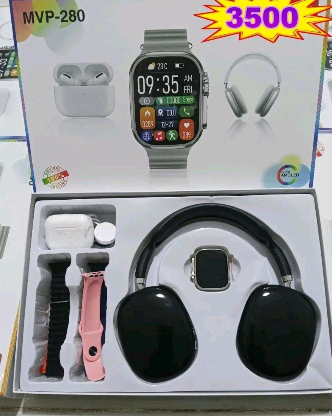 طقم كاسك aipods ساعة ذكية HiHiwatch Ultra MVP280