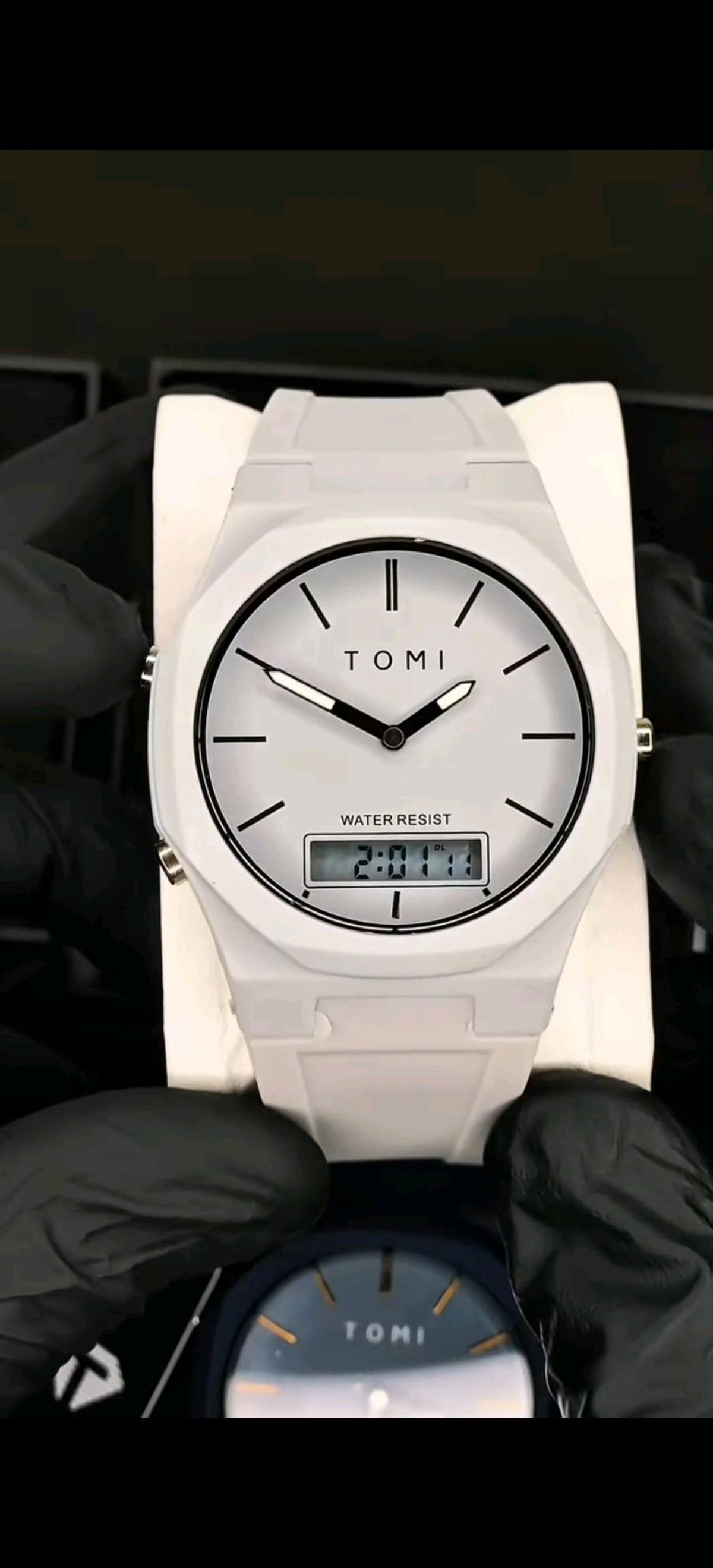 أصلية اللون الأبيض tomi ساعة يد