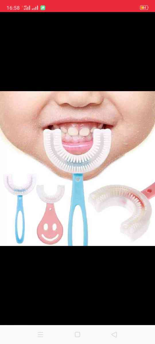فرشاة اسنان سيليكون للاطفال معزز بشكل U اداة تنظيف 360 درجة