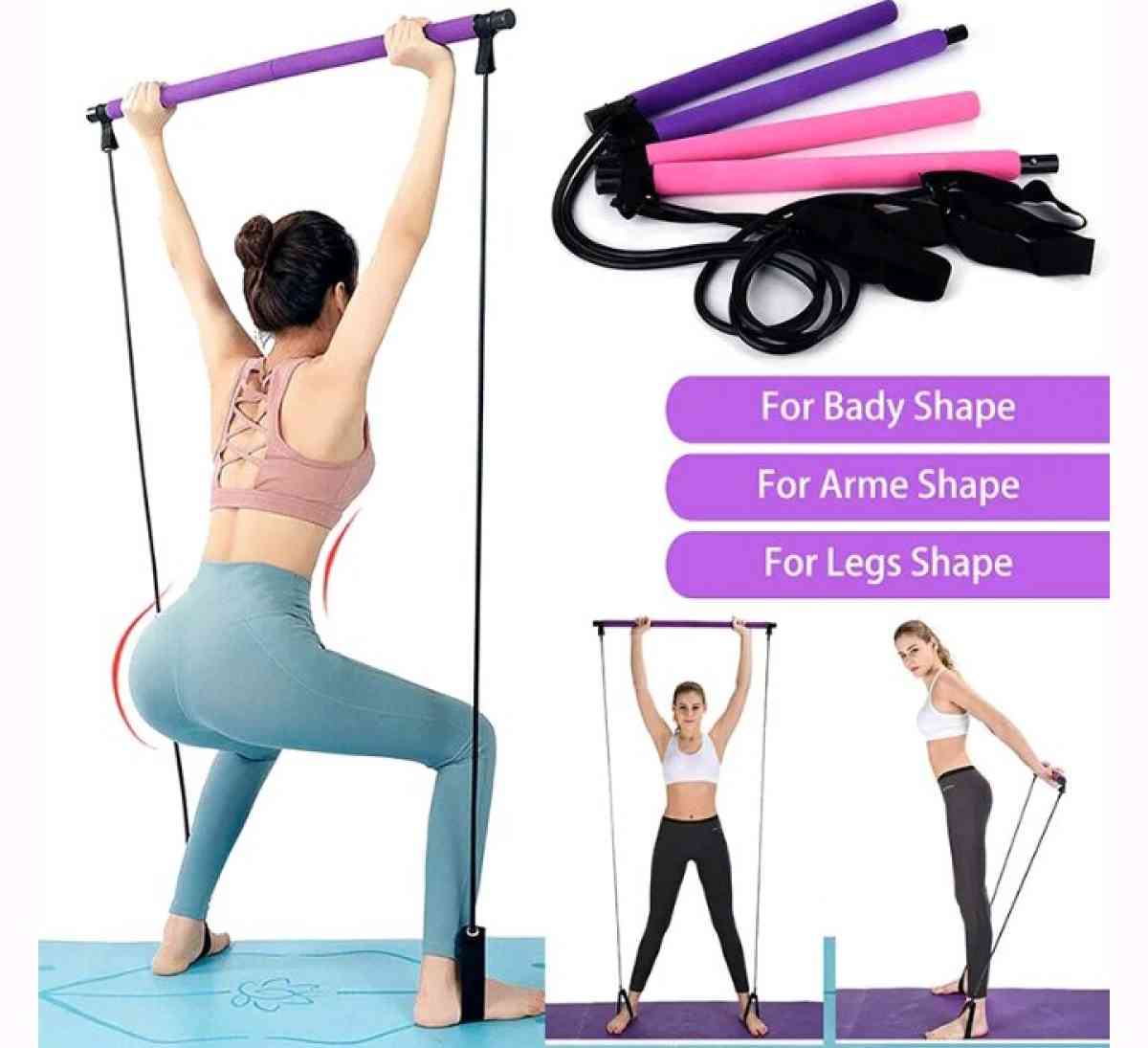 Barre de pilates portable avec bande de rsistance rglable