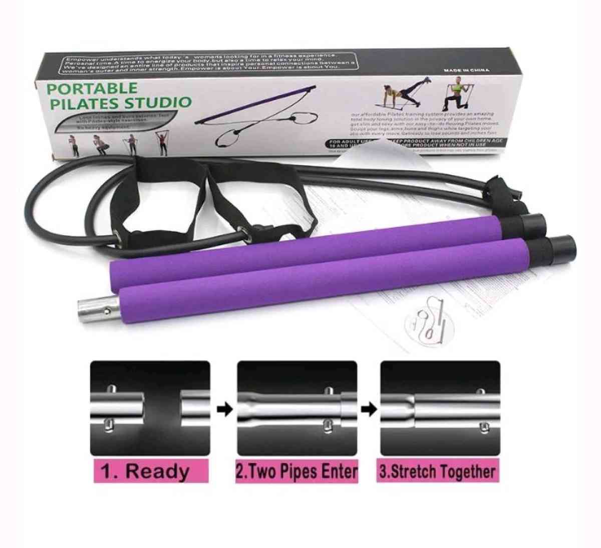 Barre de pilates portable avec bande de rsistance rglable