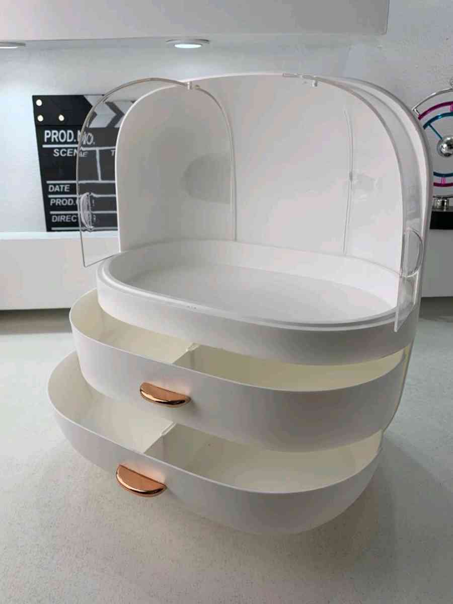 صندوق تخزين المكياج حامل عرض مستحضرات التجميل مع درج