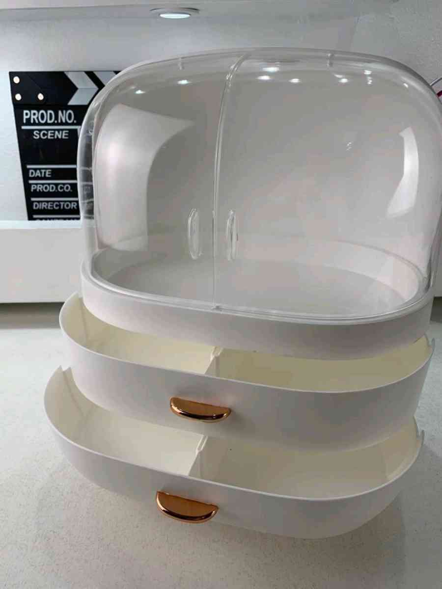 صندوق تخزين المكياج حامل عرض مستحضرات التجميل مع درج