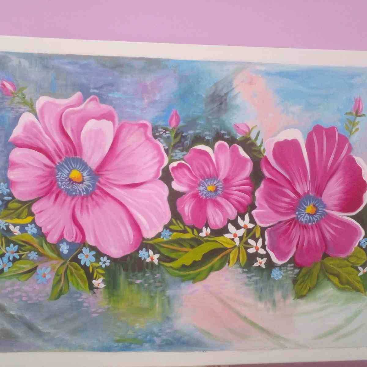 Tableau floral peinture lhuile sur toile