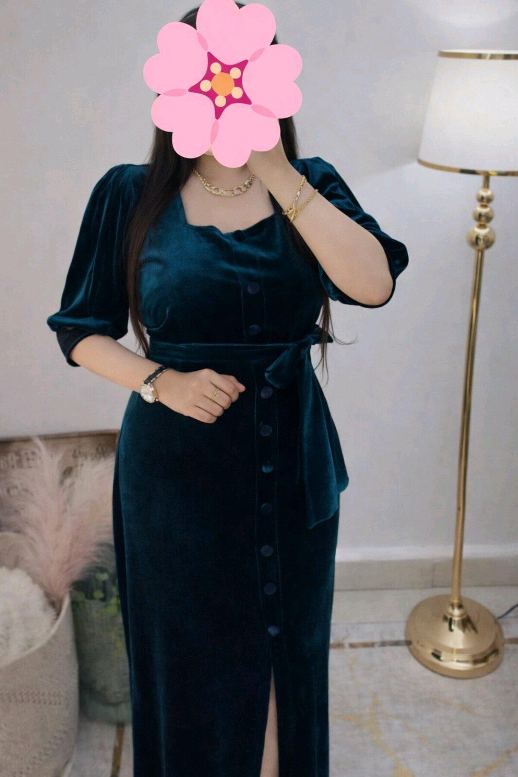 Robe Velour Blue vert