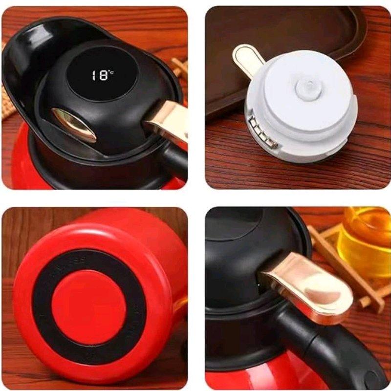 إبريق معزول مزود بفتحة شاي مقسمة وغطاء لعرض درجة الحرارة مصن