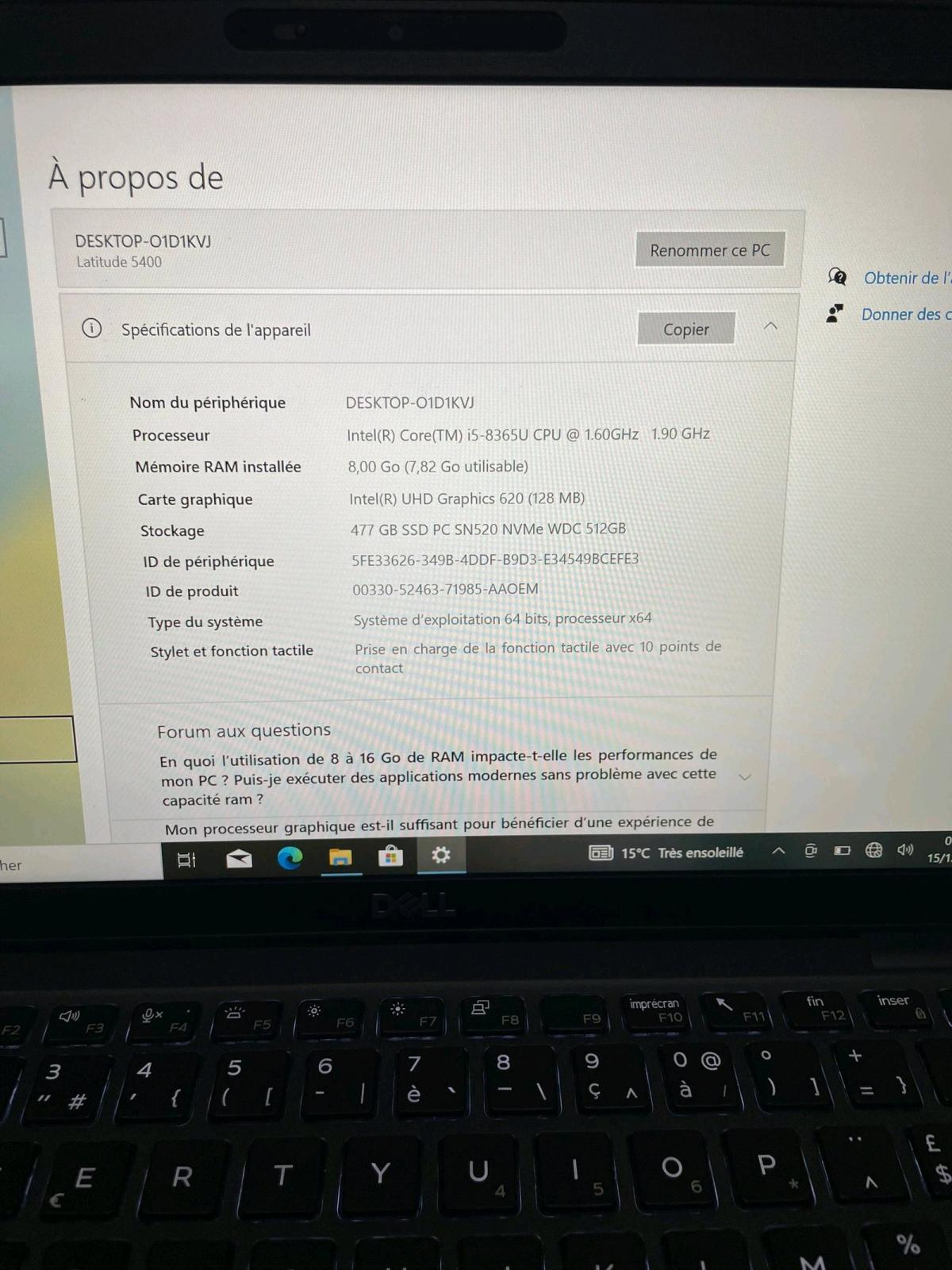 pc portable Dell latitude 5400