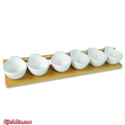 طقم 6 قطع لأطباق الصلصة مع حامل منظم لها عالية الجودة بتصميم - Thumbnail 2