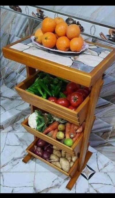 سلة خضر خشبية 3 طوابق - Thumbnail 2