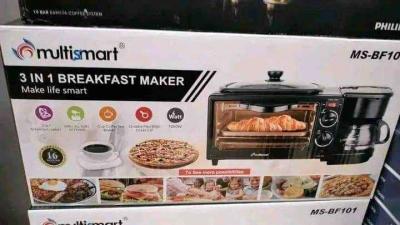 Multismart فرن كهربائي وماكينة صنع القهوة و مقلات بغطاء زجاج - Thumbnail 3