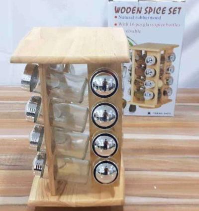 حاملة بهاراتWOOEN SPICE SETمصنوعة من الخشب الطبيعي الجيد - Thumbnail 3