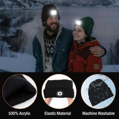 Bonnet LED Unisexe Rechargeable par USB  Gris - Thumbnail 2