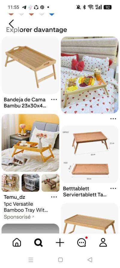 طاولة الفراش من الحطب table de lit en bois - Thumbnail 2