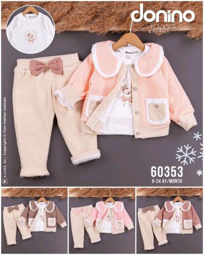 طقم دنينو الشتوي الناعم 3 قطع للبنات - Thumbnail 2