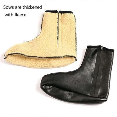 زوج من الجوارب الجلدية الدافئة للجنسين بسحاب للشتاء - Thumbnail 4
