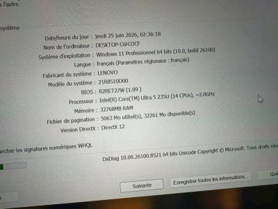 Pc Kaba Portable Lenovo Core Ultra 5 vPro  32Go RAM  512Go S - Thumbnail 3